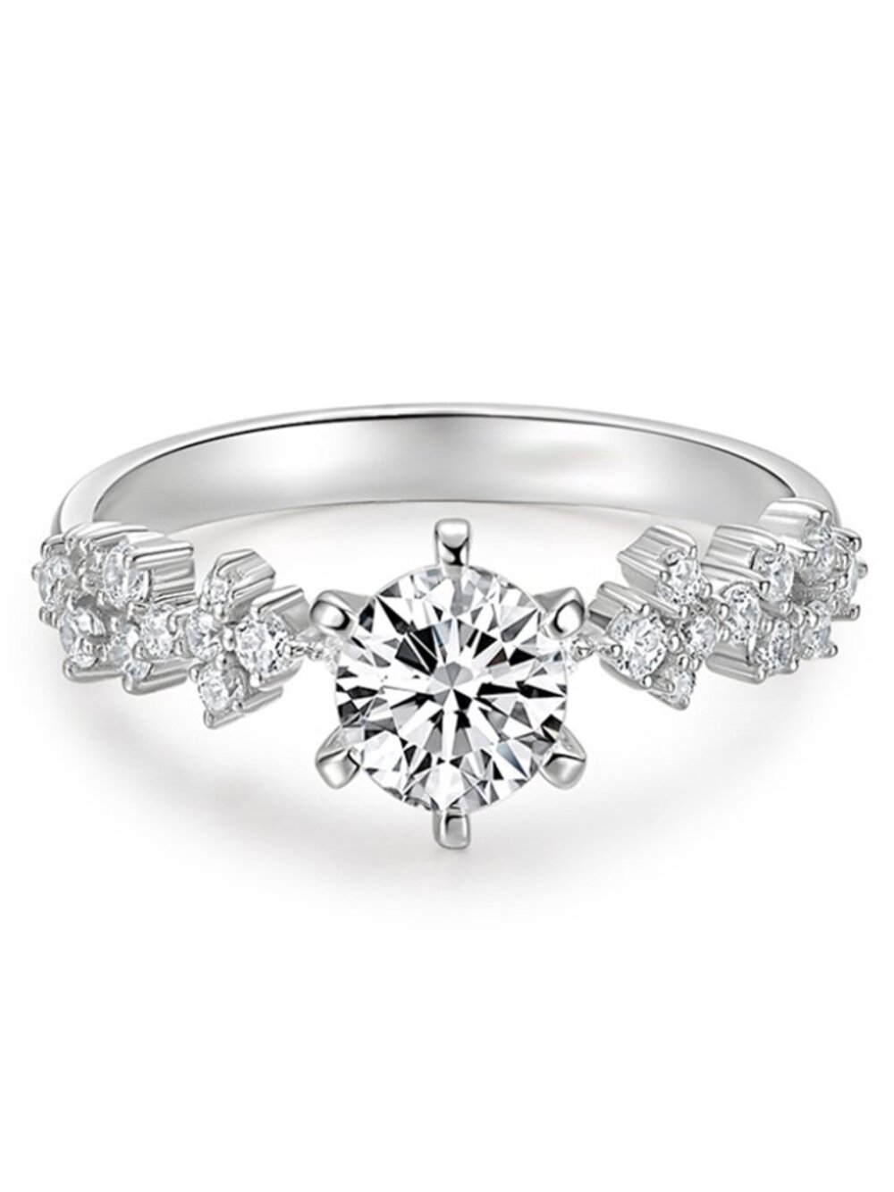 NEW SILVER ROUND CUT MOISSANITE LOOK CZ STONE WEDDING PROMISE RING, WAAL1338